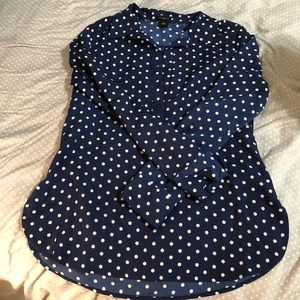Ann Taylor Polka Dot Half Button